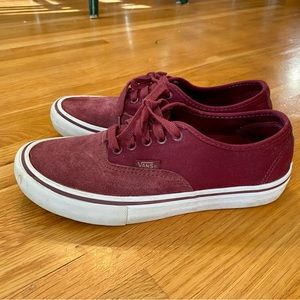 Vans maroon tie shoes suede & canvas - very good condition size 6.5